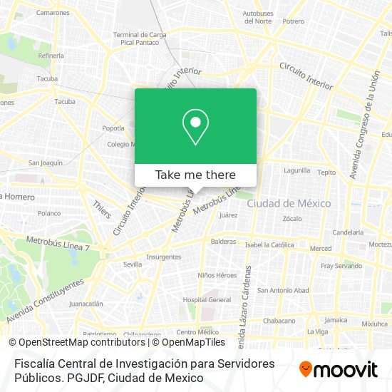 Fiscalía Central de Investigación para Servidores Públicos. PGJDF map