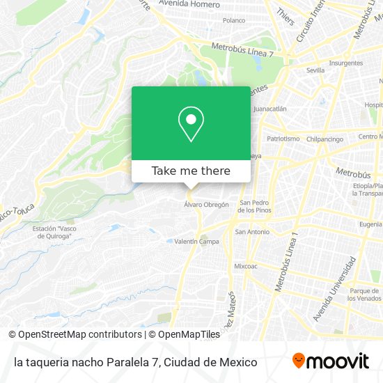 la taqueria nacho Paralela 7 map