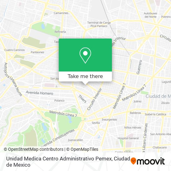 Mapa de Unidad Medica Centro Administrativo Pemex