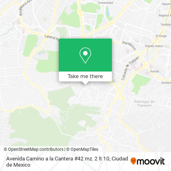 Avenida Camino a la Cantera #42 mz. 2 lt 10 map