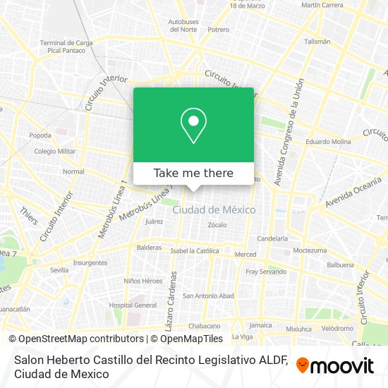 Mapa de Salon Heberto Castillo del Recinto Legislativo ALDF