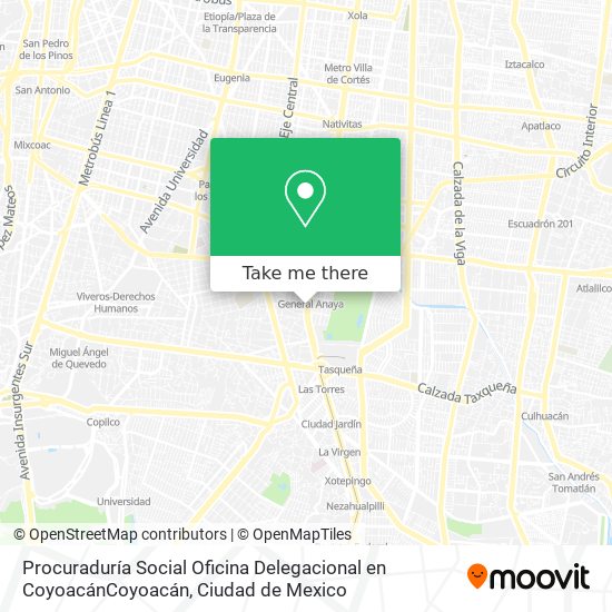 Procuraduría Social Oficina Delegacional en CoyoacánCoyoacán map