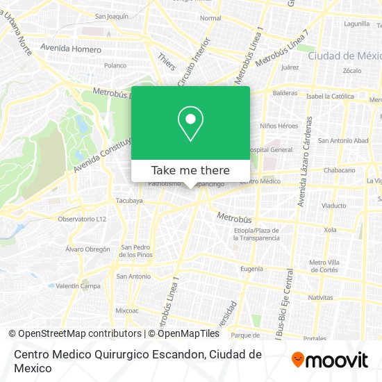 Centro Medico Quirurgico Escandon map