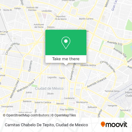 Mapa de Carnitas Chabelo De Tepito