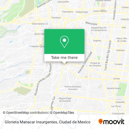 Glorieta Manacar Insurgentes map