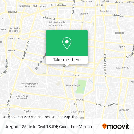 Mapa de Juzgado 25 de lo Civil TSJDF