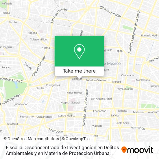 Mapa de Fiscalía Desconcentrada de Investigación en Delitos Ambientales y en Materia de Protección Urbana