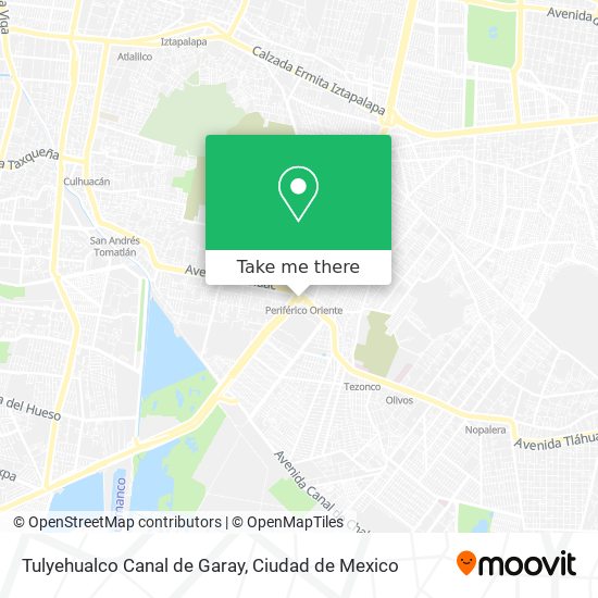Tulyehualco Canal de Garay map
