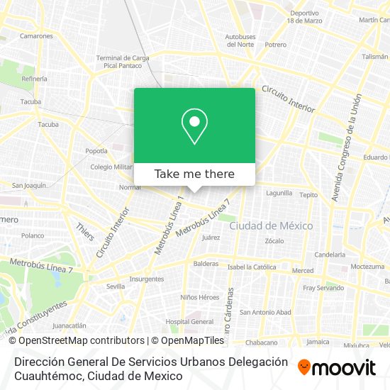 Dirección General De Servicios Urbanos Delegación Cuauhtémoc map