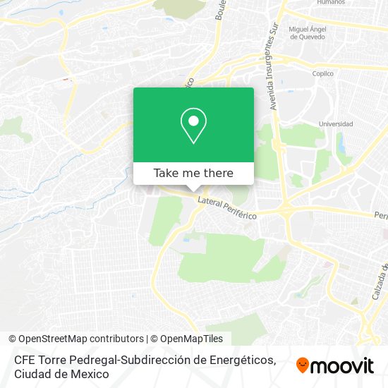 Mapa de CFE Torre Pedregal-Subdirección de Energéticos