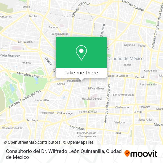 Mapa de Consultorio del Dr. Wilfredo León Quintanilla