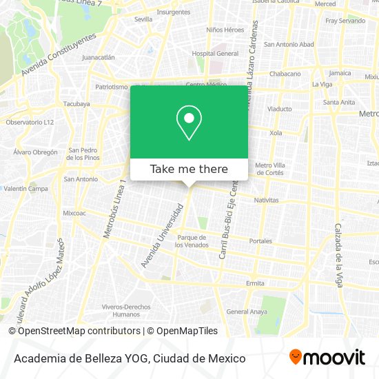 Mapa de Academia de Belleza YOG