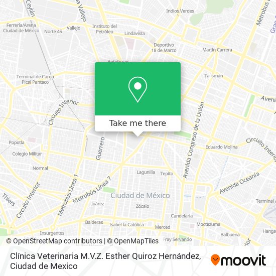 Clínica Veterinaria M.V.Z. Esther Quiroz Hernández map