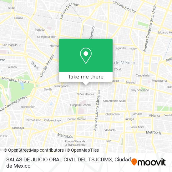 Mapa de SALAS DE JUICIO ORAL CIVIL DEL TSJCDMX
