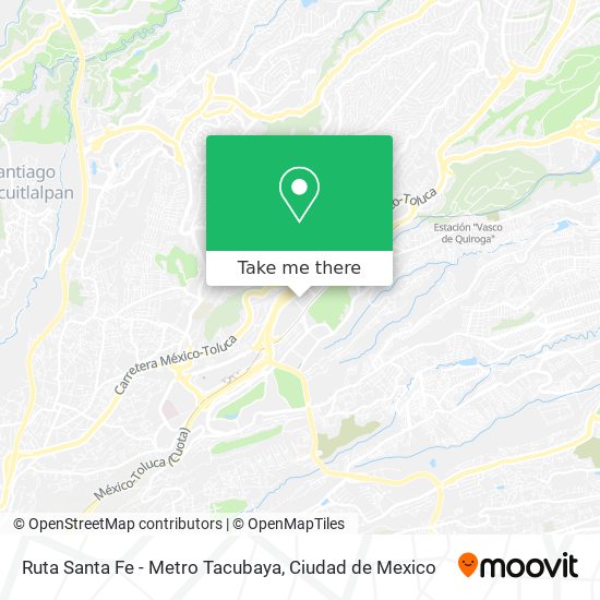 Ruta Santa Fe - Metro Tacubaya map