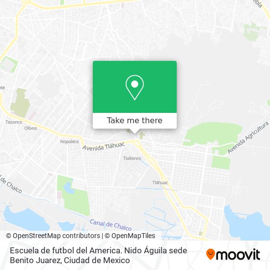 Escuela de futbol del America. Nido Águila sede Benito Juarez map