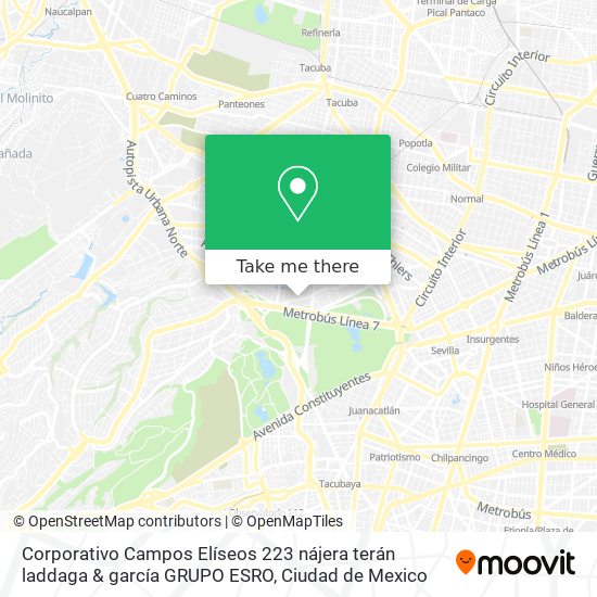 Mapa de Corporativo Campos Elíseos 223 nájera terán laddaga & garcía GRUPO ESRO