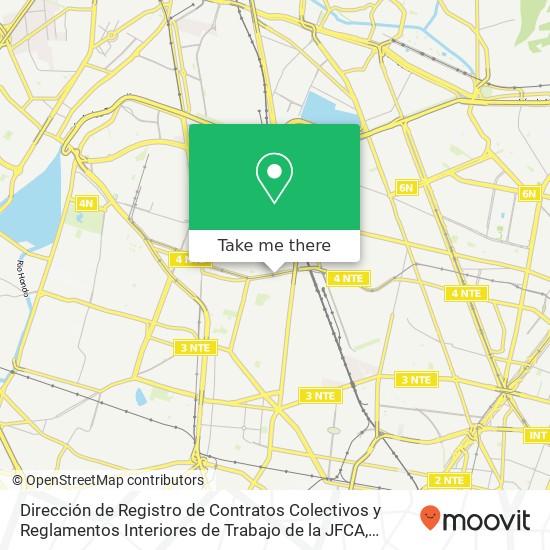 Mapa de Dirección de Registro de Contratos Colectivos y Reglamentos Interiores de Trabajo de la JFCA