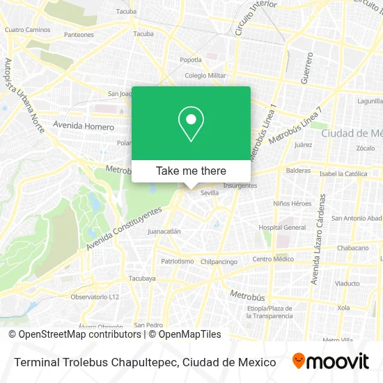 Terminal Trolebus Chapultepec map