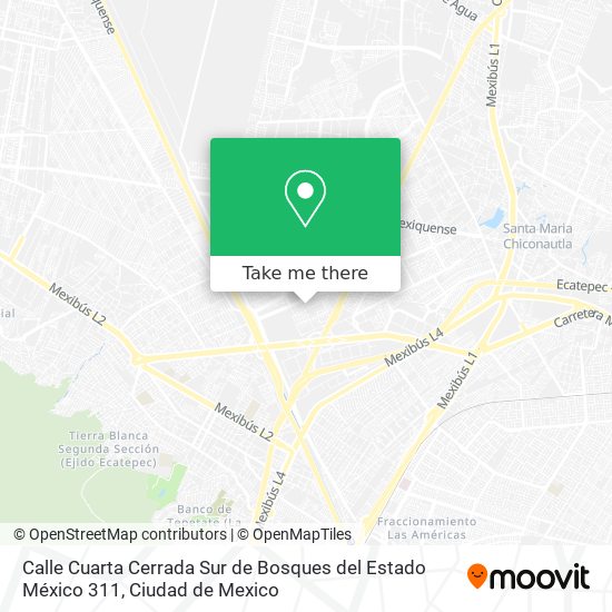 Calle Cuarta Cerrada Sur de Bosques del Estado México 311 map