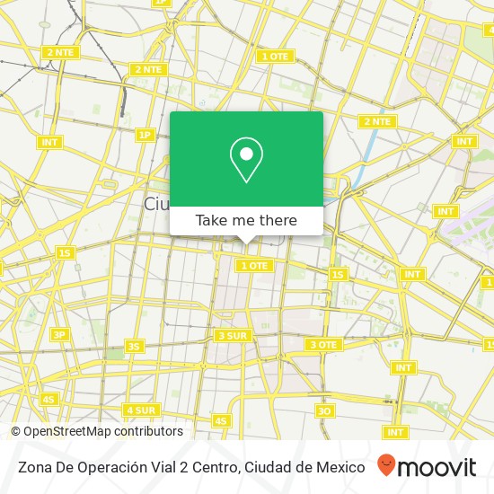 Mapa de Zona De Operación Vial 2 Centro