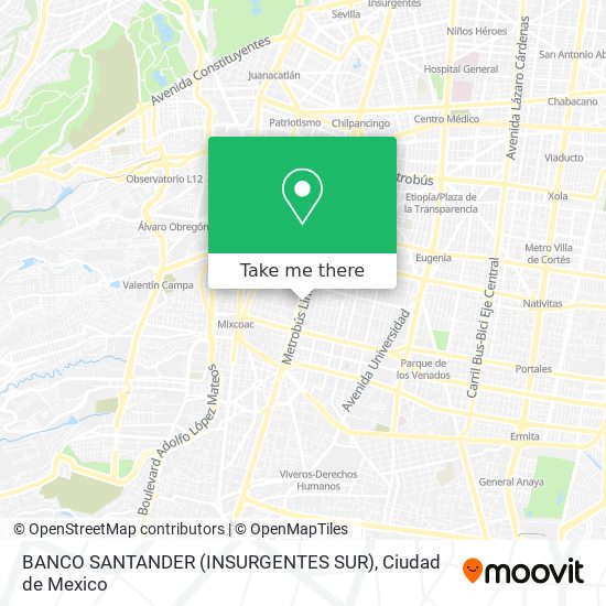 Mapa de BANCO SANTANDER (INSURGENTES SUR)