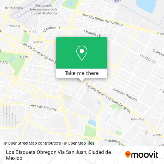 Mapa de Los Bisquets Obregon Via San Juan