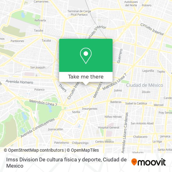 Imss Division De cultura física y deporte map