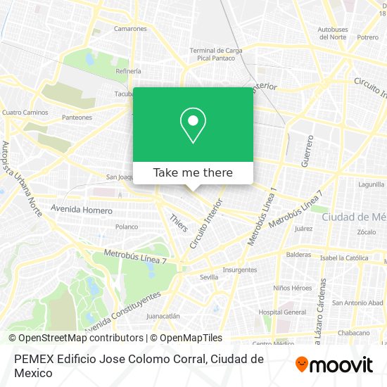 Mapa de PEMEX Edificio Jose Colomo Corral