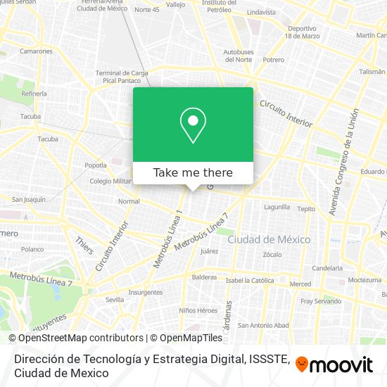 Mapa de Dirección de Tecnología y Estrategia Digital, ISSSTE