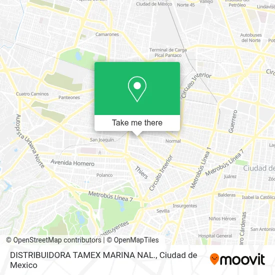 DISTRIBUIDORA TAMEX MARINA NAL. map