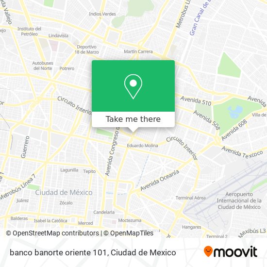 banco banorte oriente 101 map