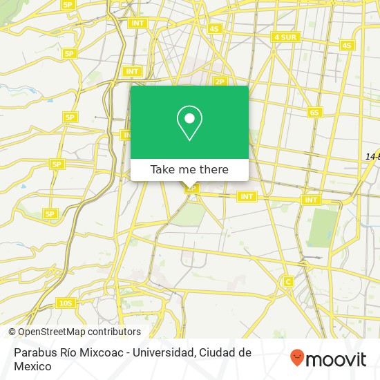 Parabus Río Mixcoac - Universidad map