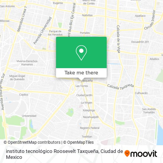 instituto tecnológico Roosevelt Taxqueña map