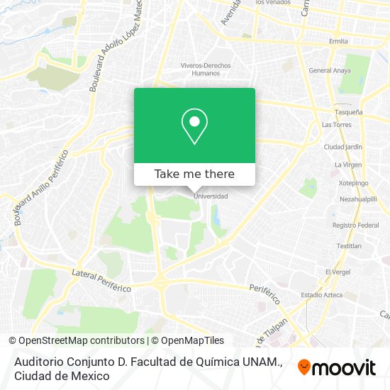 Auditorio Conjunto D. Facultad de Química UNAM. map