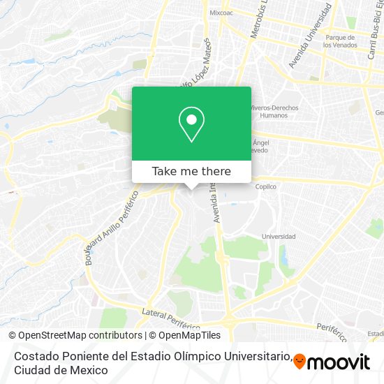 Costado Poniente del Estadio Olímpico Universitario map