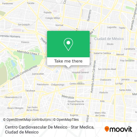 Centro Cardiovascular De Mexico - Star Medica map