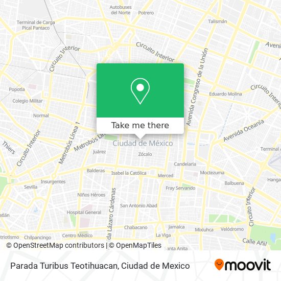 Parada Turibus Teotihuacan map