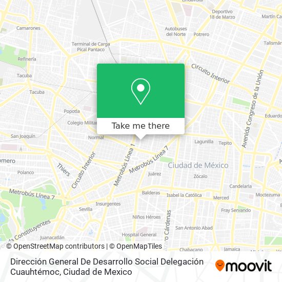 Mapa de Dirección General De Desarrollo Social Delegación Cuauhtémoc