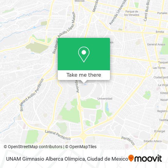 UNAM Gimnasio Alberca Olímpica map