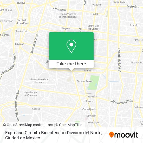 Mapa de Expresso Circuito Bicentenario Division del Norte
