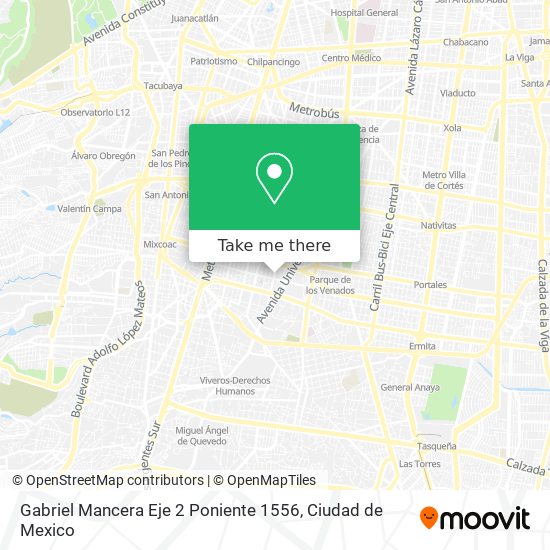 Gabriel Mancera Eje 2 Poniente 1556 map