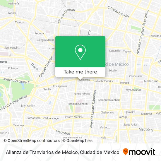 Mapa de Alianza de Tranviarios de México