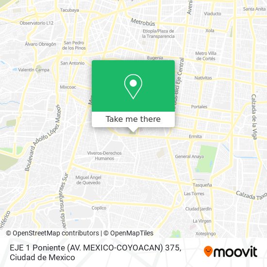 EJE 1 Poniente (AV. MEXICO-COYOACAN) 375 map