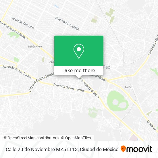 Calle 20 de Noviembre MZ5 LT13 map