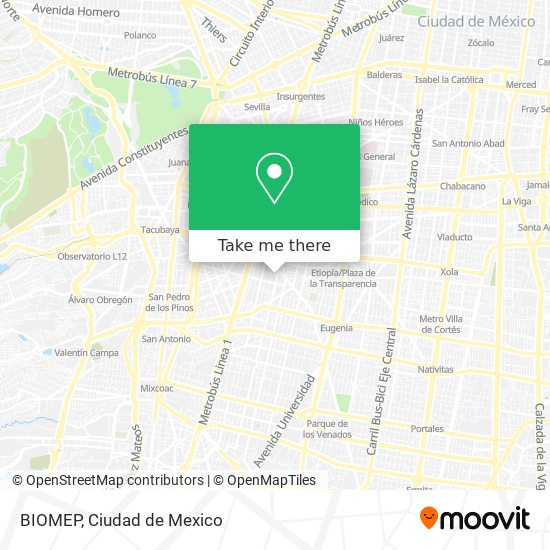 How to get to BIOMEP in Miguel Hidalgo by Bus or Metro?