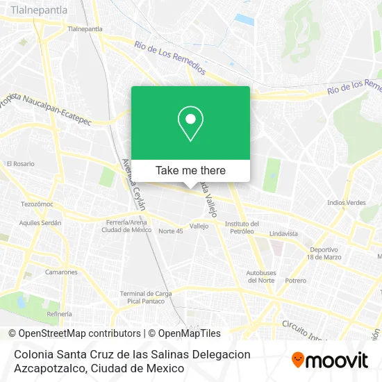 Colonia Santa Cruz de las Salinas Delegacion Azcapotzalco map