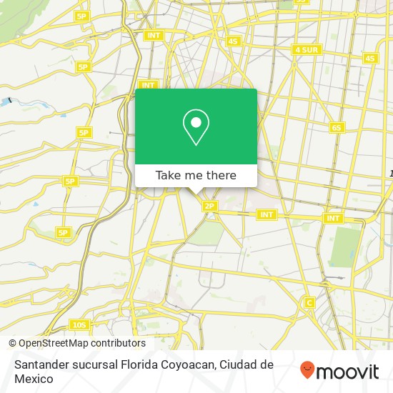 Santander sucursal Florida Coyoacan map