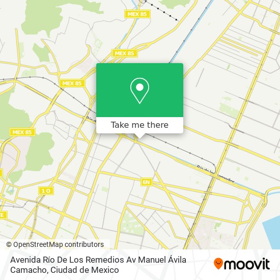 Mapa de Avenida Río De Los Remedios Av Manuel Ávila Camacho