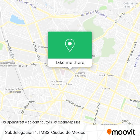 Mapa de Subdelegacion 1. IMSS